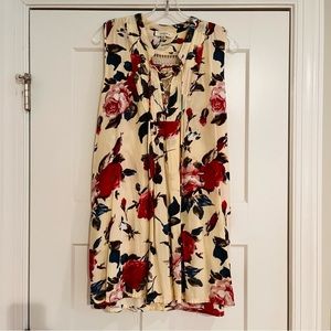 UMGEE Cream floral tunic length top size 1X